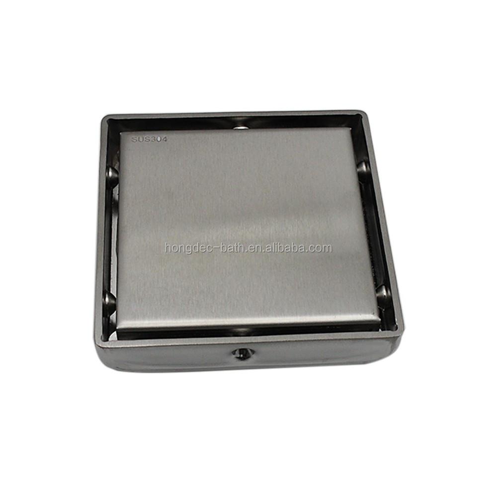 Stainless Steel Square Shower Drain Tile Insert Brush Nickel Floor Drain with Removable Cover, Invisible Non Slip Floor Drain