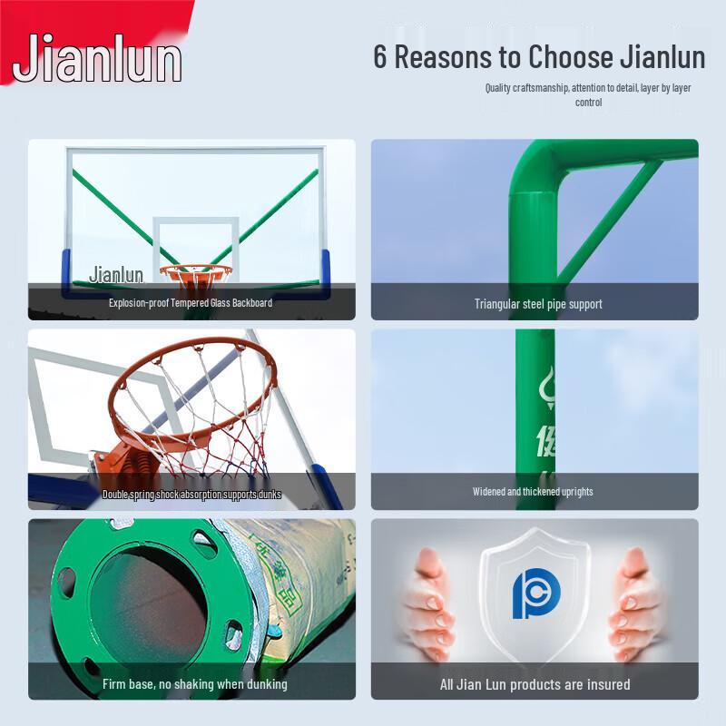 JEEANLEAN Outdoor Standard In-Ground Basketball Hoop