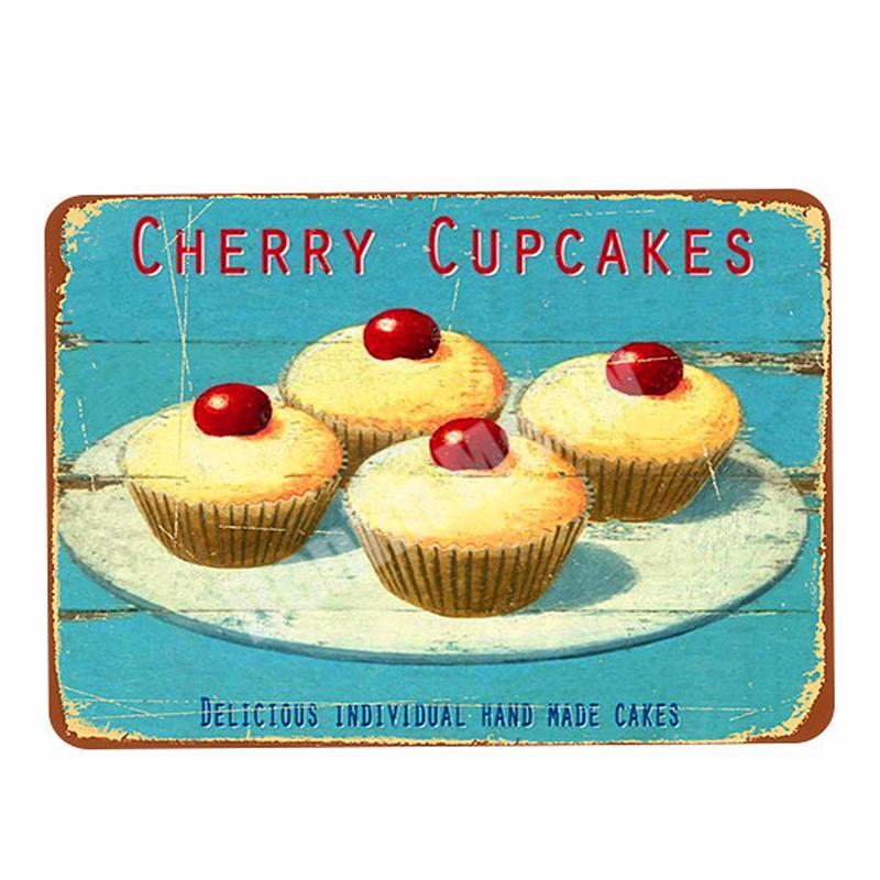 КОФЕ табличка металлические жестяные вывески паб-бар пончики декоративная тарелка мороженое запеченная настенная живопись пирог торты винтажный домашний декор A293