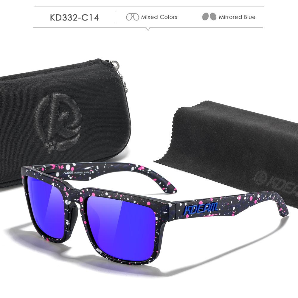 KDEAM Square Style Polarized Sunglasses For Men And Women Medium Size Overall Width 145mm Outdoor Sun Glasses With Zippered Case
