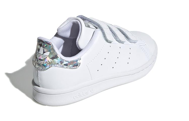 adidas Оригинальные Stan Smith Низкие Детские Кроссовки для Скейтбординга Белые Серебристые Дети Возраст 3 7 Лет EE8484