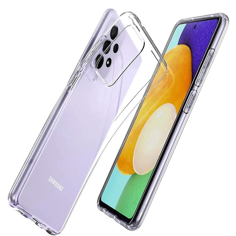 Чехол для Samsung Galaxy S24 S23 FE S22 ULTRA PLUS A52 A14 A32 A34 A13 A54 A53 5G A15 A25 A35 A55, прозрачная задняя крышка, мягкий силиконовый чехол из ТПУ