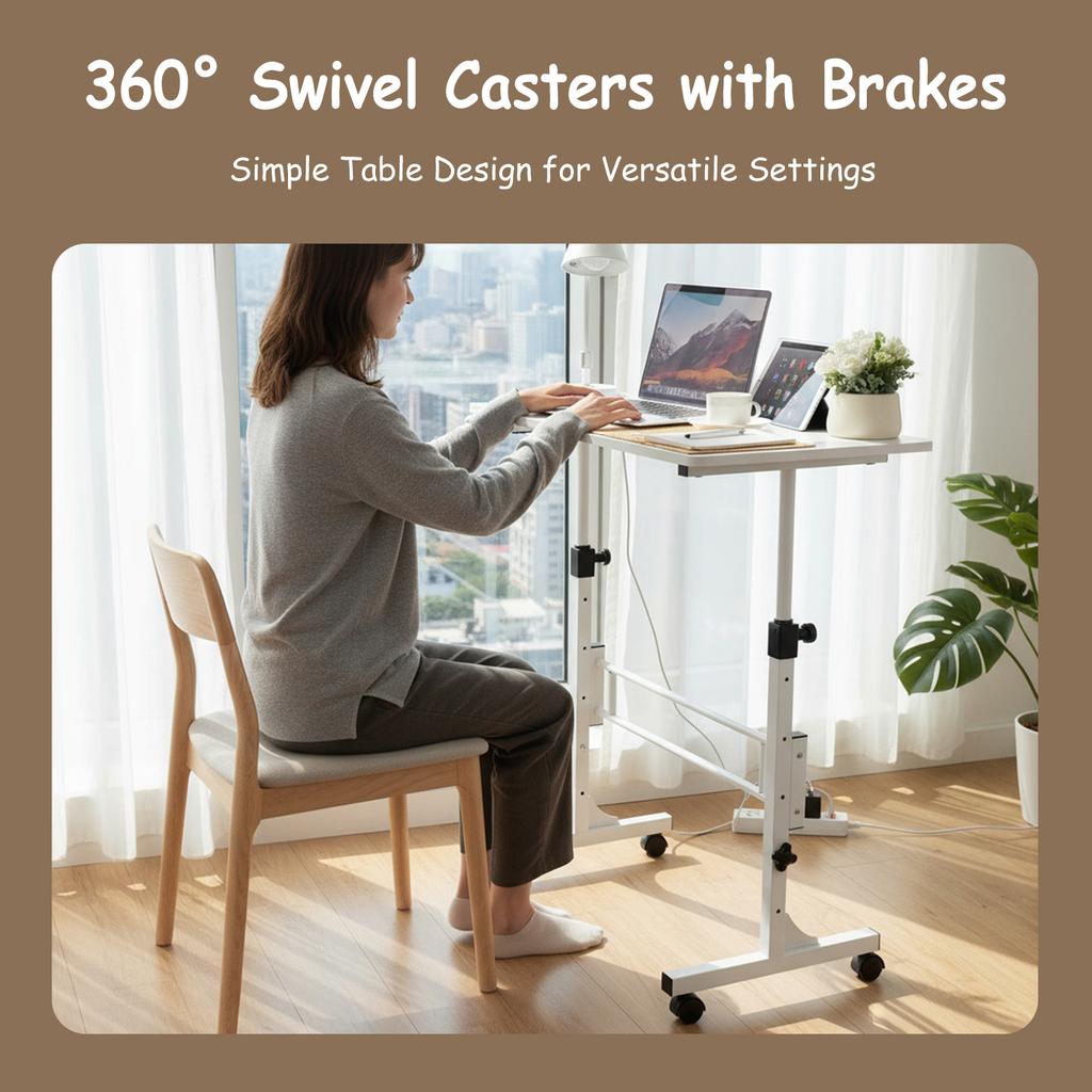 Портативный стол для ноутбука с регулируемой высотой, маленький компьютерный стол 16x31,5 дюйма для домашнего офиса