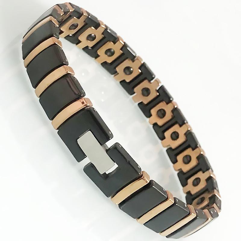 Цвет розового золота, стальной белый/черный керамический браслет-цепочка для мужчин и женщин, биогерманиевый магнитный браслет, женские ювелирные изделия