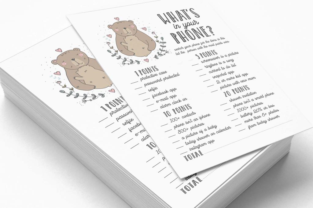 Inkdotpot 50 BabyA AlphabetA ABCA GameA Bear Animal Baby Shower Game Gender Neutral Party