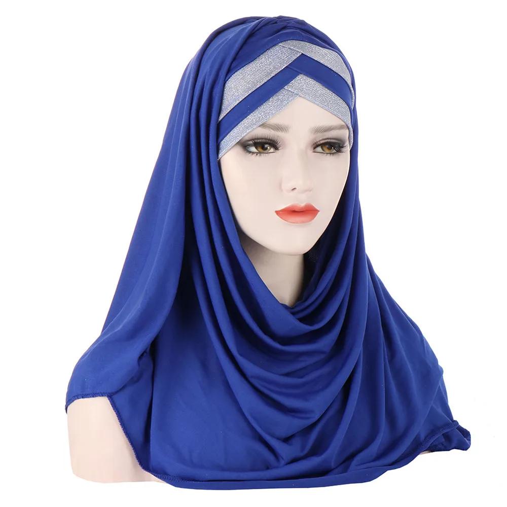 Muslim Women Long Scarf Pull On Ready Wear Instant Hijab Chemo Cap One Piece Amira Head Wrap Turban Femme Shawl Bandanas Scarves
