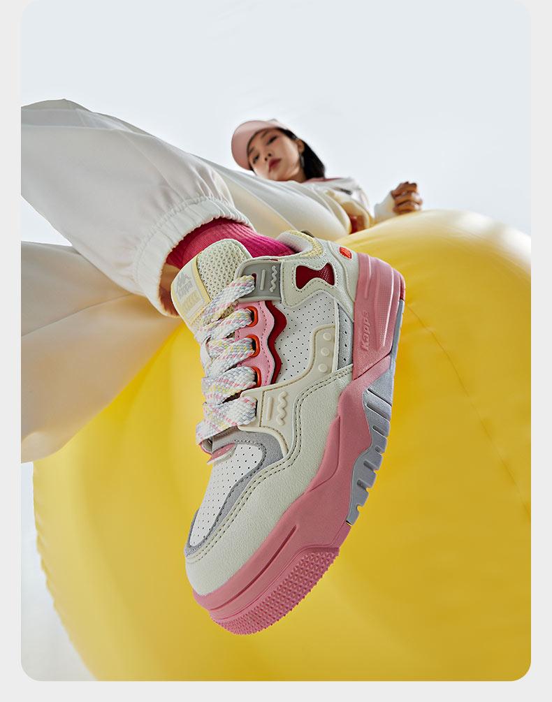 Kappa Fashion Board Shoes New Men's and Women's Color blocked Bread Shoes Leather Surface White Shoes