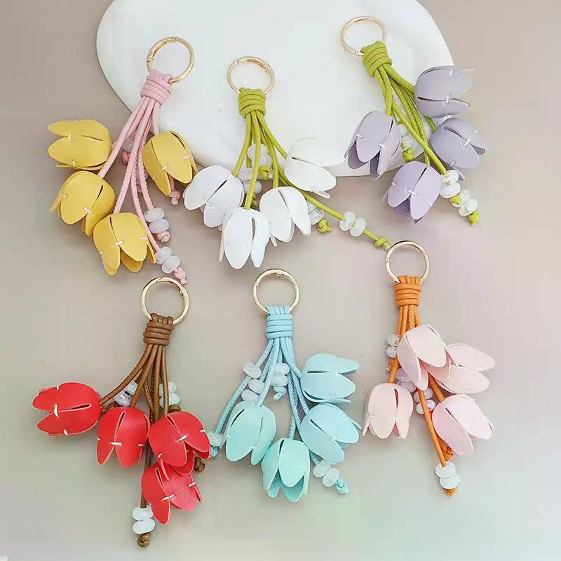 Trendy Hanger Flower Pu Leather Pendant Handmade Car Leather Fashion Creative Bag Pendant Bag Ornament Bag Charm