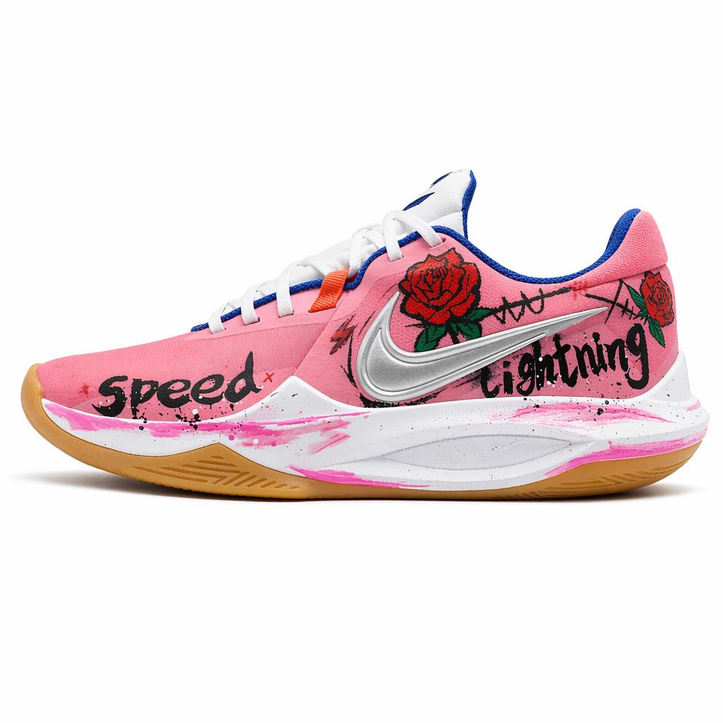 Nike Точность 6 Свобода Молния Амортизация Износостойкость Покрытие Низкие Баскетбольные Кроссовки Мужские Персиково-Розовые HV1796-141(Команда942-)