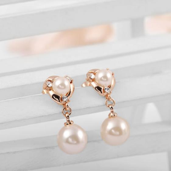 Женская мода позолоченные искусственные кристаллы серьги-гвоздики искусственный жемчуг подарок