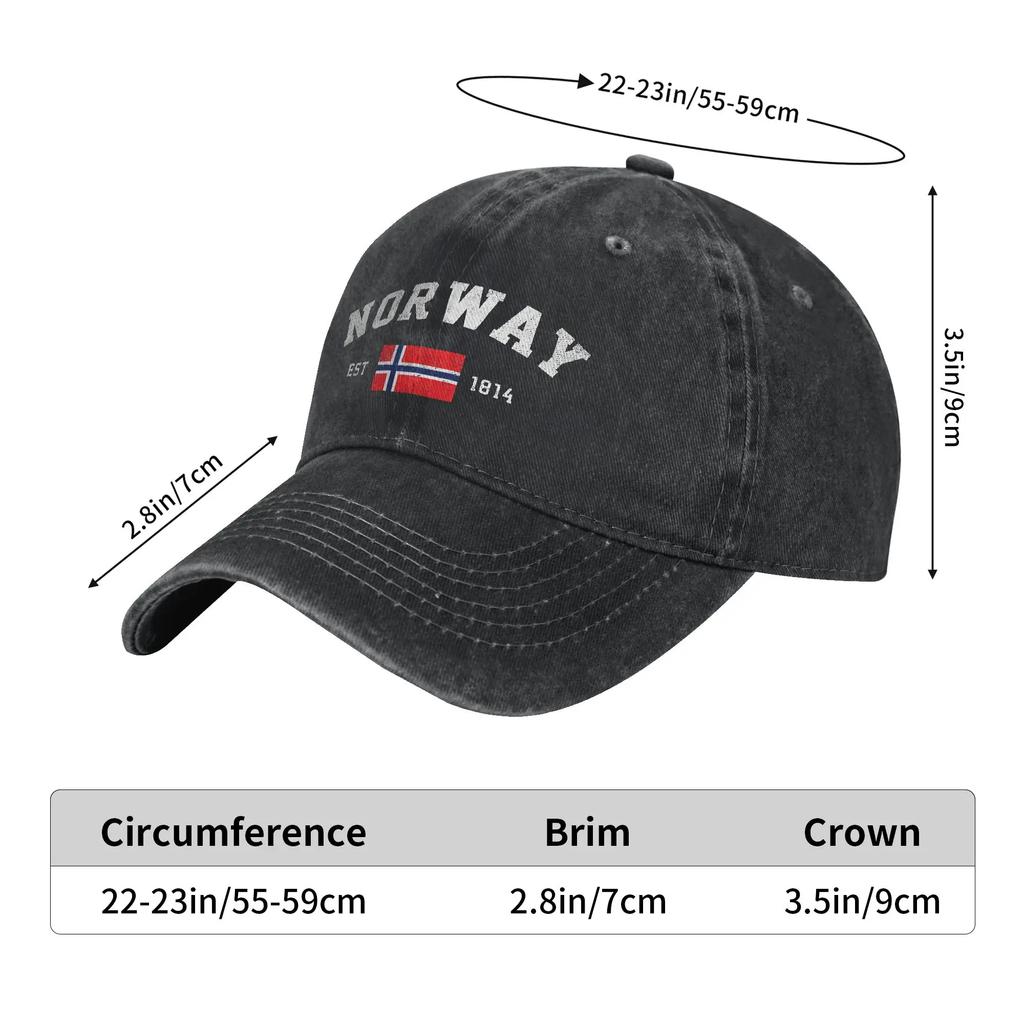 Vintage Norway Est. 1814 Norwegian Flag Baseball Cap for Men Women Distressed Denim Headwear Outdoor Summer Hats Cap