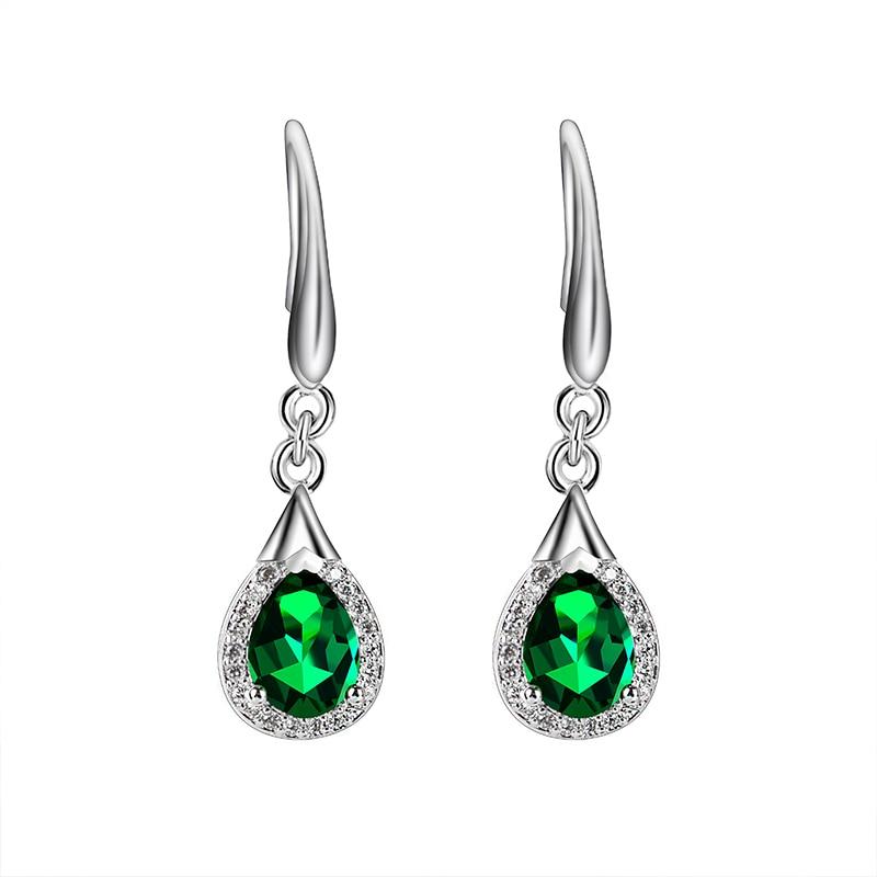BELLA BOX Classic Copper Alloy Earrings For Women Green Zircon Fashion Ear Drop Female Gifts Engagement Jewelry