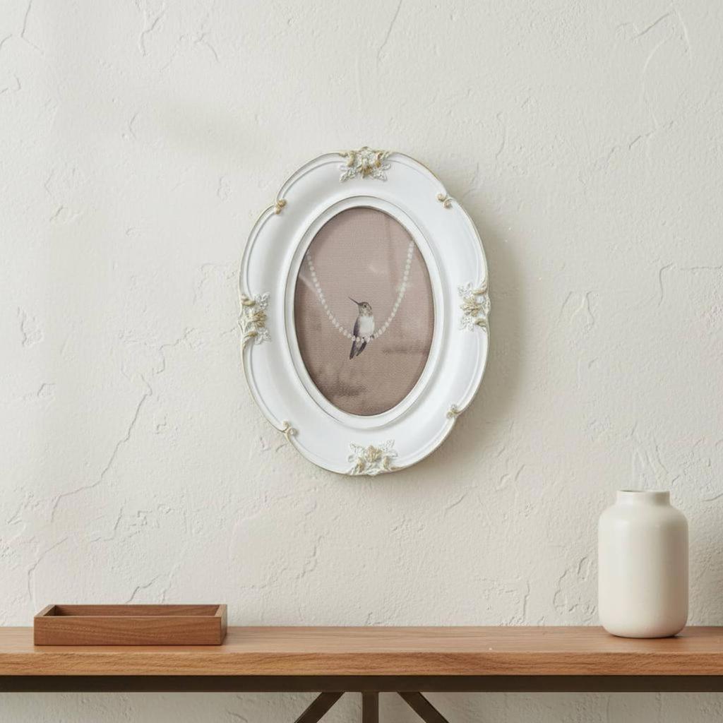 Embossed Resin Frame Luxury Oval Photo Tabletop