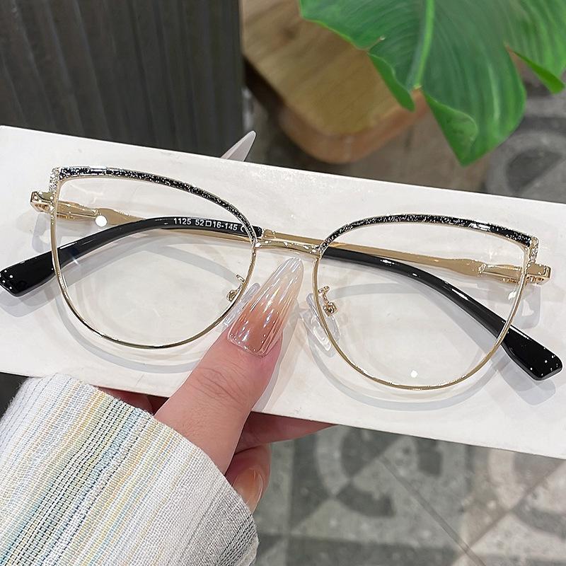 Оправа для очков формы «кошачий глаз» женская в корейском стиле с украшением из страз, женские очки, модные стильные декоративные очки