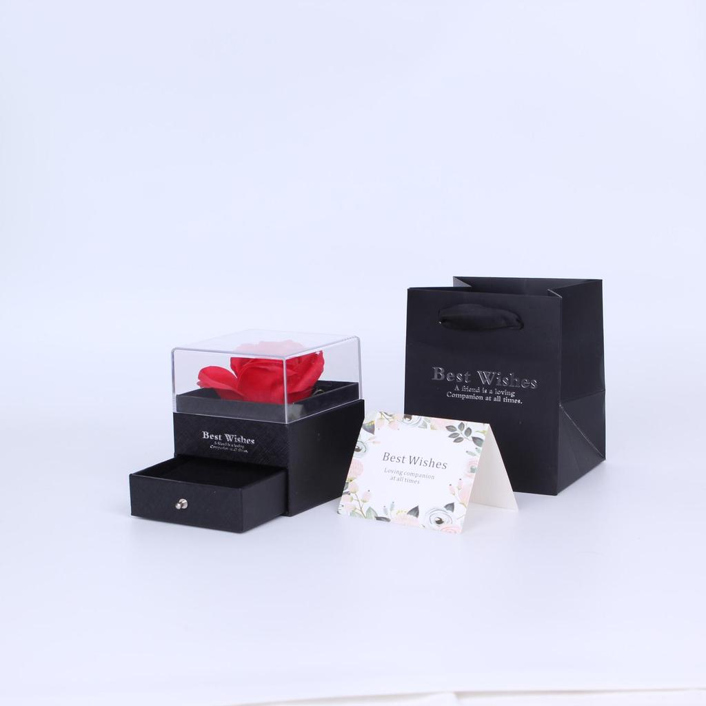 Valentine's Day Christmas Double Door Ring Pendant Box Apple Shaped Eternal Flower Jewelry Box Durable Plastic