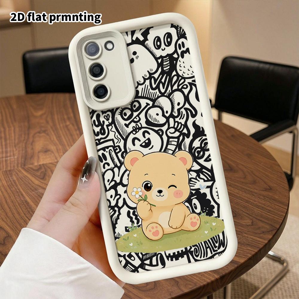Phone Case: 2D Flat Samsung Galaxy A34 A35 M05 M06 S20 S22 S21 FE Plus 5G Protective Case, Light Brown Little Bear, Christmas and Halloween Gift