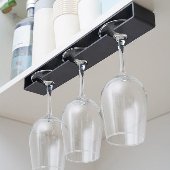 Goblet Storage Holder No Punching Space-saving Great Stickiness Anti-slip Organization Storage Self-adhesive Wine Glass Upside Down Hanging
