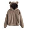 Women's Cute Bear Ears Plush Long Sleeve Hooded Sweatshirt Pullover Hoodies