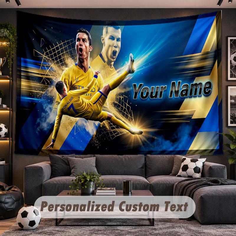 Wall Hanging Tapestry Custom NameCristiano Ronaldo Pattern Personalized Printed Fabric Wall Decor
