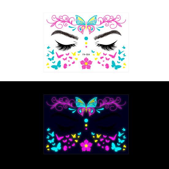8 листов водонепроницаемые неоновые татуировки наклейки музыкальный фестиваль бабочка яркие цвета великолепные световые эффекты