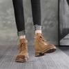 Модные женские ботинки Модные ретро кожаные ботильоны на платформе с круглым носком Коричневые Высококачественные Увеличивающие рост Инструментальные Женские Ботильоны Ботас Мухер