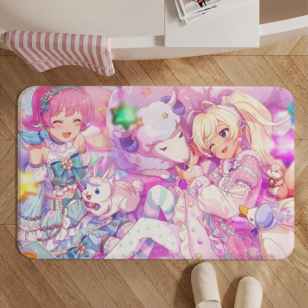Game-THE IDOLM@STERS Floor Mat Soft Non-Slip Bath Mat, Bedside Carpet, Absorbent Doormat for Home