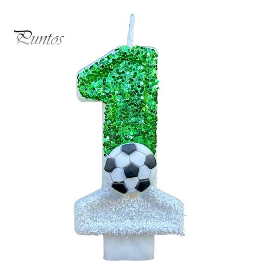 Свеча на футбольный день рождения, экологически чистая, без запаха, с блестками, простая в использовании, долговечная, с цифрами от 0 до 9, украшение для торта