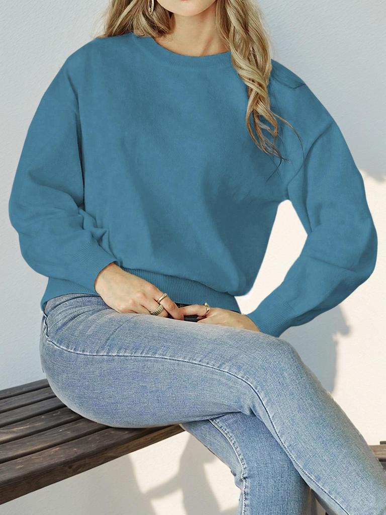 Yiyi 2025 Women's European & American Style Round Neck Knit Pullover Sweater
