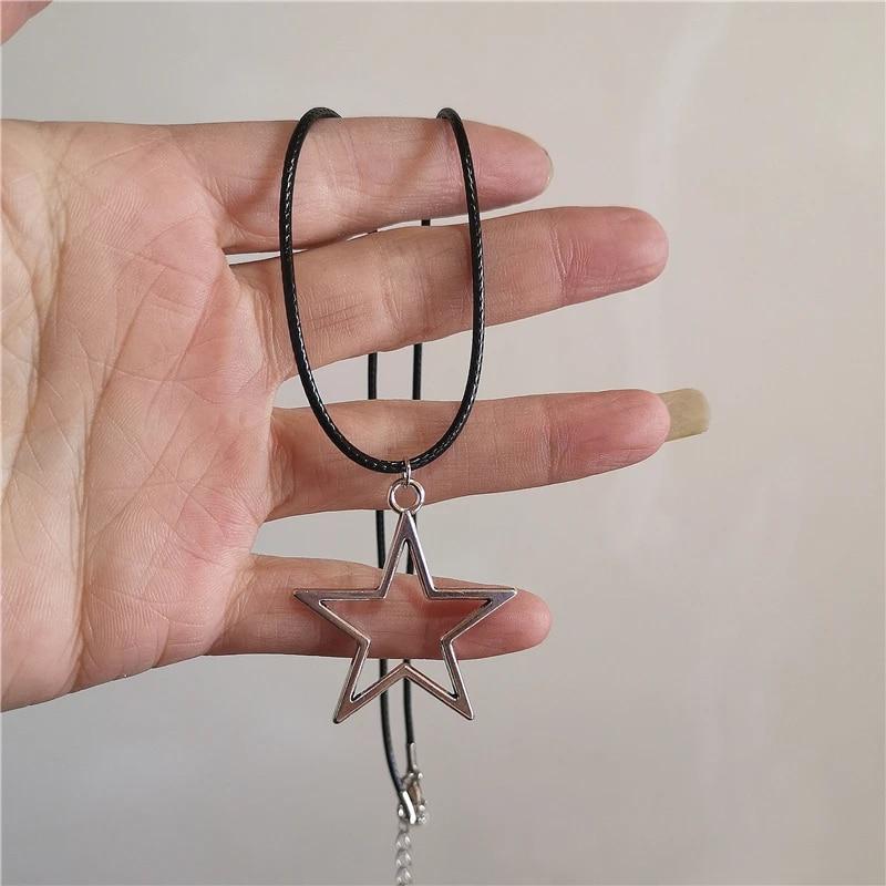 Kpop винтажное ожерелье в стиле панк серебряного цвета со звездой, ожерелье из бисера для мужчин и женщин, уличный хип-хоп, эстетические ювелирные изделия в стиле гранж, аксессуары Y2K