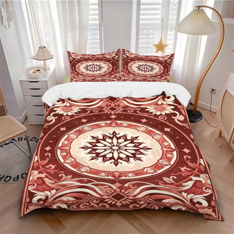 3Pcs Ornate Floral Mandala Bedding Set Quilt Cover Pillowcase Home Christmas Xmas Halloween Gift 1 Duvet Cover 2 Pillowcase M924452