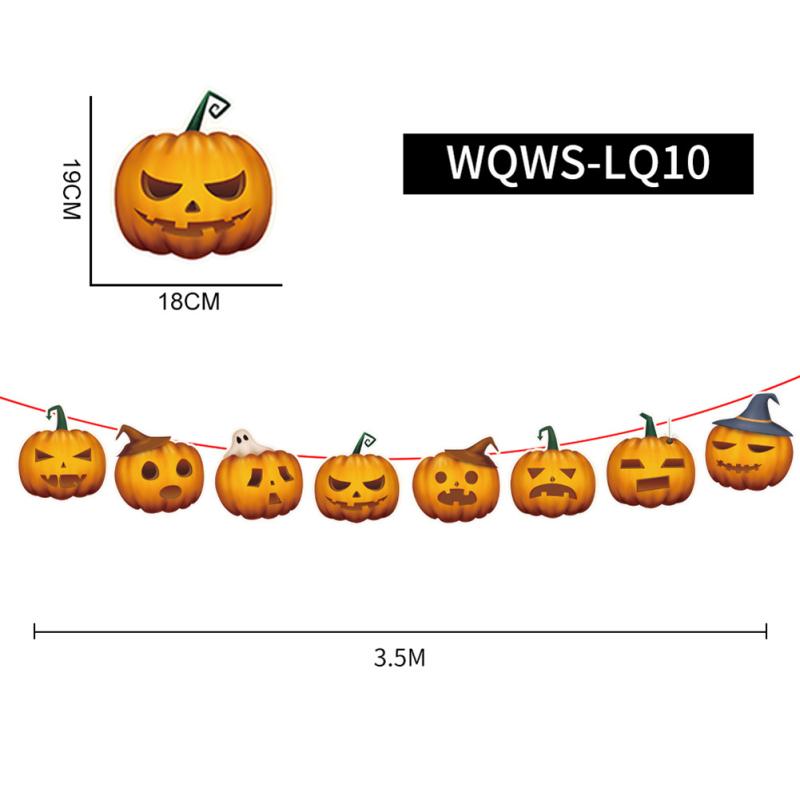Счастливый Хэллоуин Бумажный Баннер Тыква Летучая Мышь Ведьма Паук Череп Письмо Висячие Украшения Для Хэллоуина