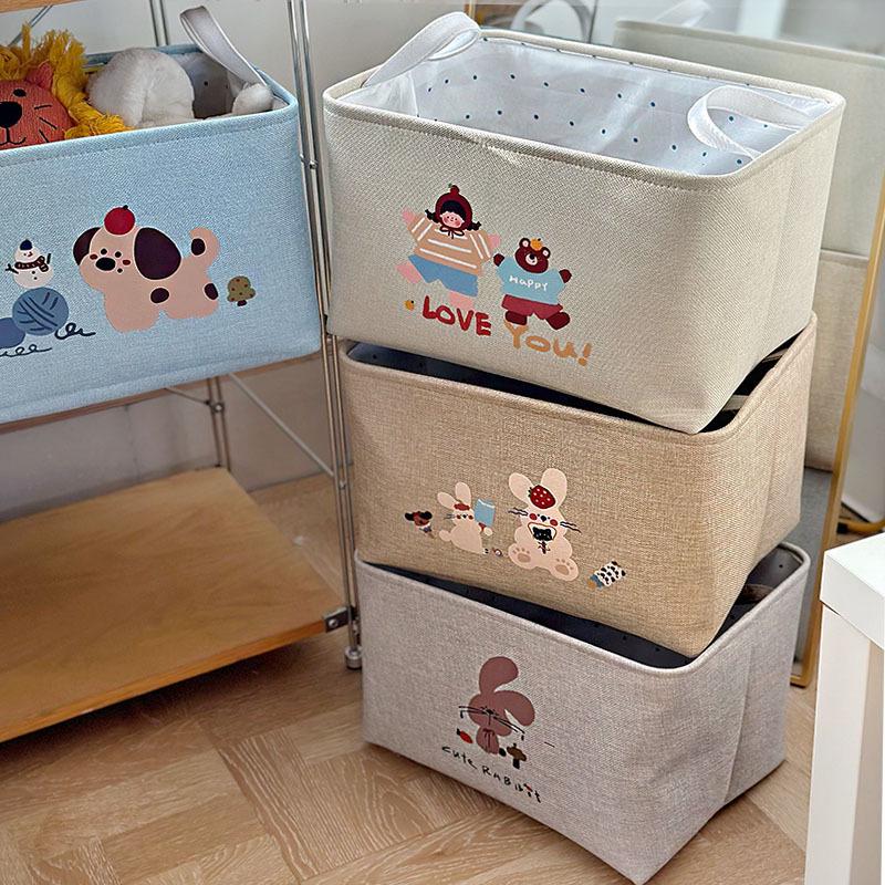 Складная мультяшная льняная корзина для хранения игрушек и одежды
