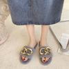 Fashion 2025 New Winter Plush Slippers Fashion Open Toe Solid Color Women's Sandals Metal Chain Casual Women's Shoes Fashion Shoes