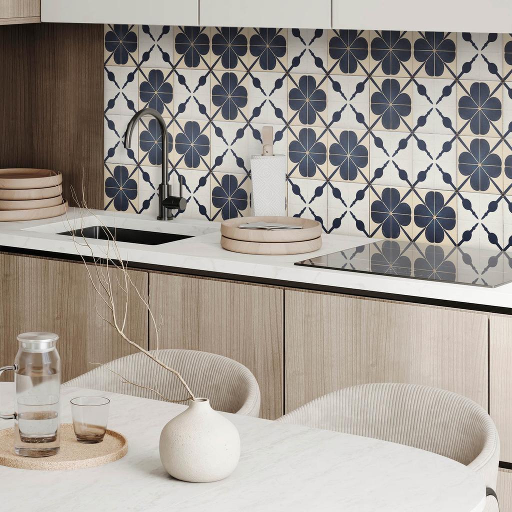Vinyl Decoration With Print For Tool-Free Assembly 120x60 cm Flower Pattern on a Background