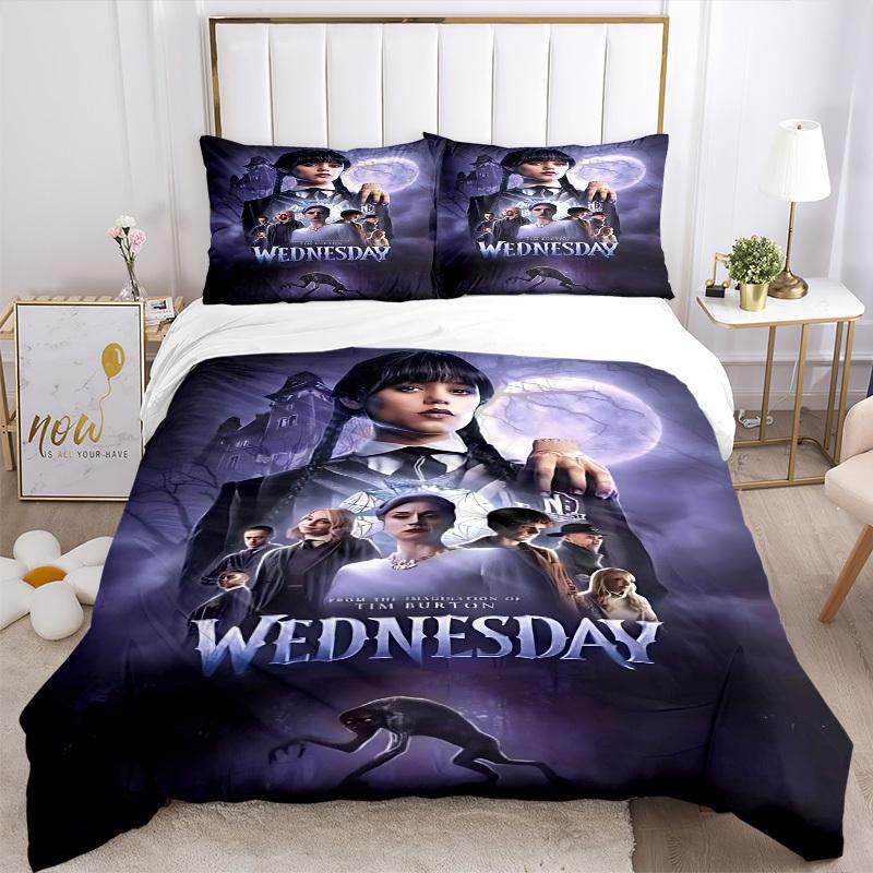 3pcs Wednesday Addams Duvet Cover Set, 1 Duvet Cover + 2 Pillowcases (No Insert), High-Definition Print, Home & Dorm Set yy251208070