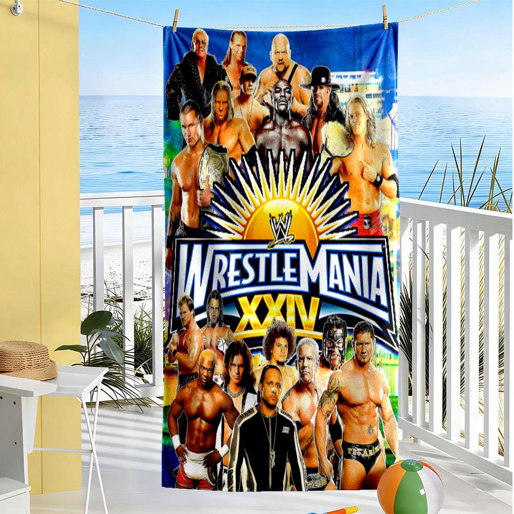 Wrestlemania Beach Towel Soft Durable Quick-Dry Comfortable Lightweight Suitable for Swimming, Gym, Camping, Yoga Vacation