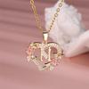 Trendy Love Heart Flower 26 Letters A-Z Pendant Necklace Vintage Gold Color Chains Necklaces For Women Wedding Jewelry Girl Gift