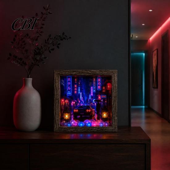 Cozy Corner Night Lamp Wooden 3D Shadow Box LED Light, Retro Street Scene Light Table Unique Housewarming Present Decor, Warm Glow Art Frame