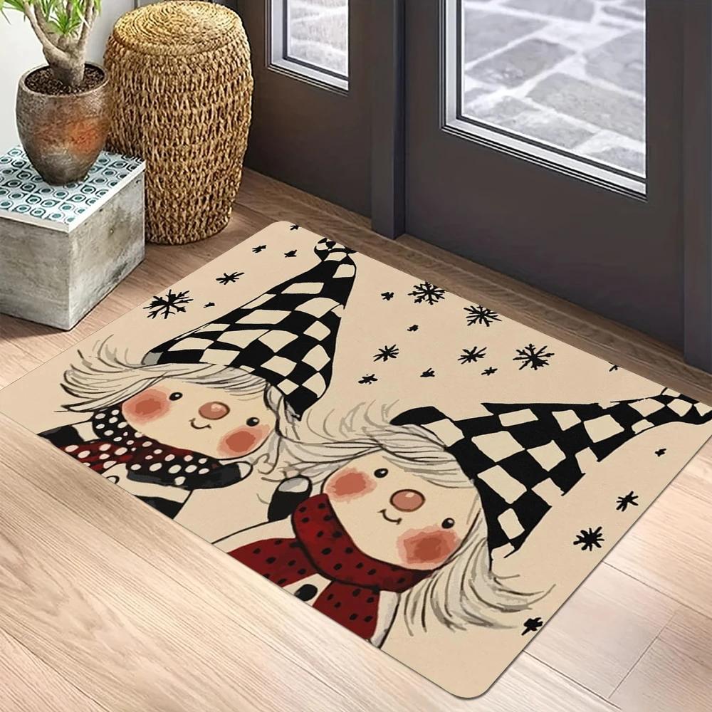 Winter Christmas Doormat Non-Slip Entrance Doormat Home Decor Carpet for Living Room Rugs Bathroom Floor Rug