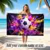 Soccer Theme Beach Towel Personalized Custom Name & Text Soft Quick Dry Beach Towel for Swimming Travel