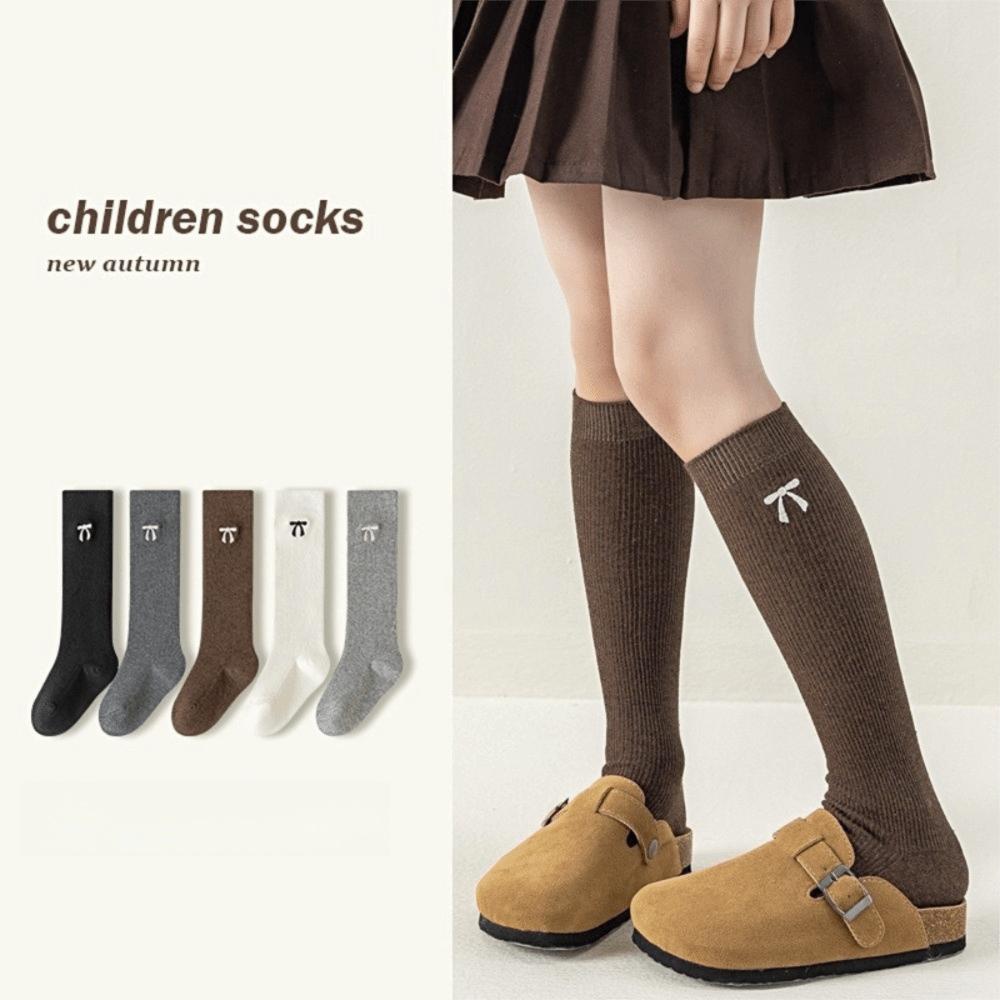 Bow Detail Girls Knee High Socks Ribbed Knit Bow Long Socks New Long Tube Stockings Women