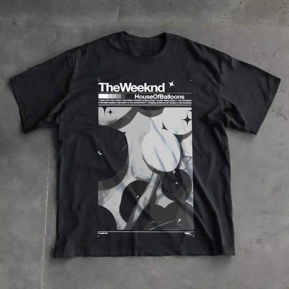 The Weeknd House Of Balloons Черная футболка Полный размер S-5XL Унисекс футболка