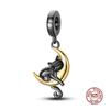 Original Charm Copper Cat Series - Cat Pendant Under The Moon Charms Fit 3Mm Original Bracelet Women Diy Fine Jewelry Gifts