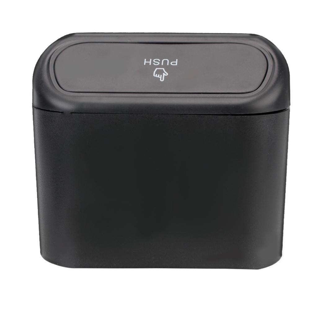 Pressing Type Trash Can Car Trash Bin Hanging Vehicle Garbage Dust Case Storage Box Auto Interior Accessories ABS Black