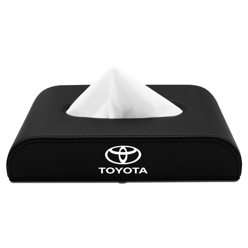 1pcs Car Tissue Box Holder Armrest Box Storage Case Emblem for Toyota TRD Corolla Camry Rav4 Yaris Hilux Prius Auris Car Accessories