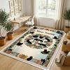 Cat Theme Crystal Velvet Rug Personalized Custom Name Text Soft Floor Mat Home Decor
