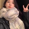 Plaid scarf female Korean atmosphere warm new dry powder autumn and winter Korean version soft fringed shawl