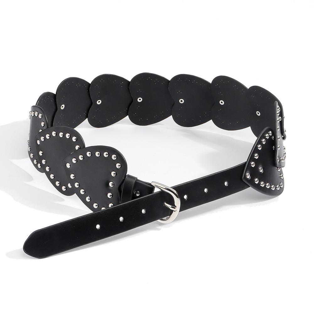 PU Leather Rivet Waist Belt Punk Dress Jeans Belt Fashion Wide Women's Belt Music Festival