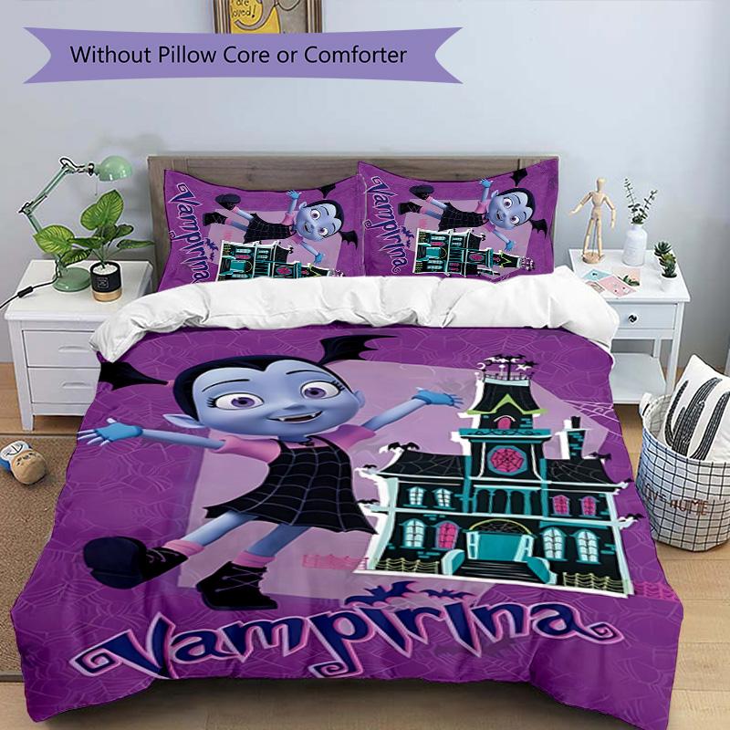 3pcs Vampirina Hauntley pattern bedding set duvet cover set includes duvet cover &pillowcases,perfect all season bedroom decoration&gift