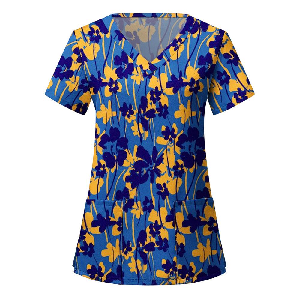 Женская футболка с принтом ивы, V-образный вырез, униформа медсестры, удобная женская футболка с коротким рукавом